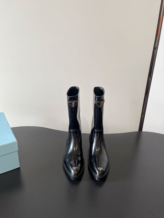 Prada Pointed Toe Chunky Platform Casual Motorcycle Boots