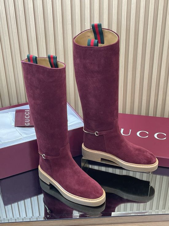 Gucci Suede Over-the-Knee Riding Boots Equestrian Horsebit Design