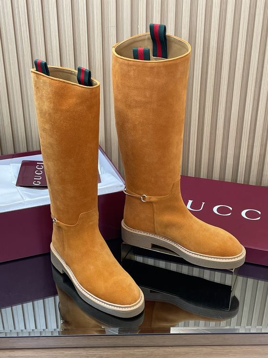 Gucci Suede Over-the-Knee Riding Boots Equestrian Horsebit Design