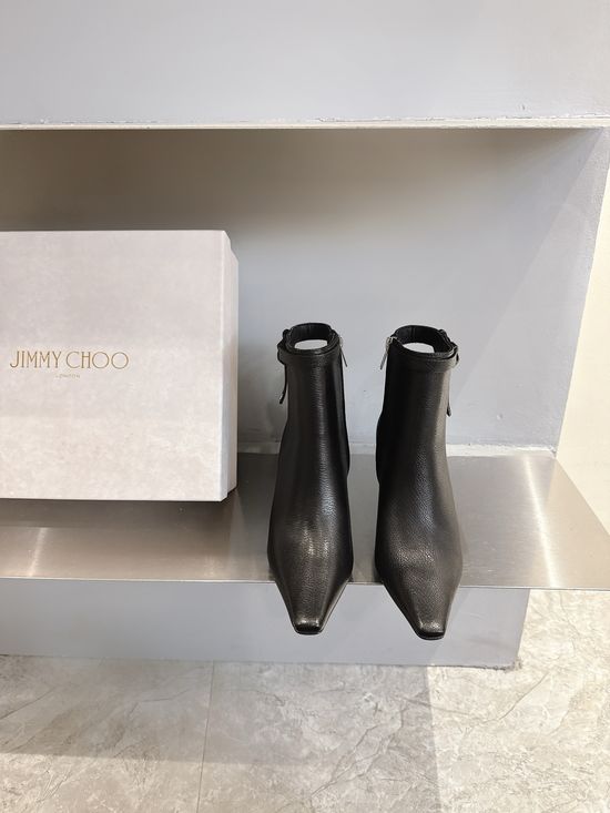 Jimmy Choo Lace-up Pointed Toe Genuine Leather Fashion Sturdy Ankle Boots