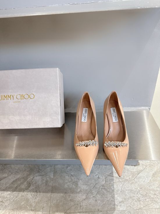 Jimmy Choo Pointed Toe High Heel Genuine Leather Fashion Elegant Dress Shoes