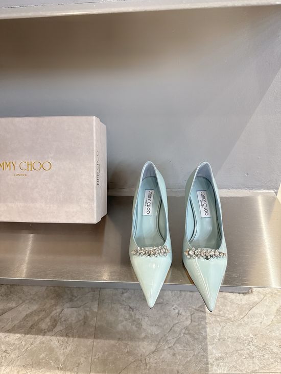 Jimmy Choo Pointed Toe High Heel Genuine Leather Fashion Elegant Dress Shoes