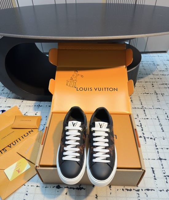 Louis Vuitton LV Timeless Thick-Soled White Sneakers with Logo Print