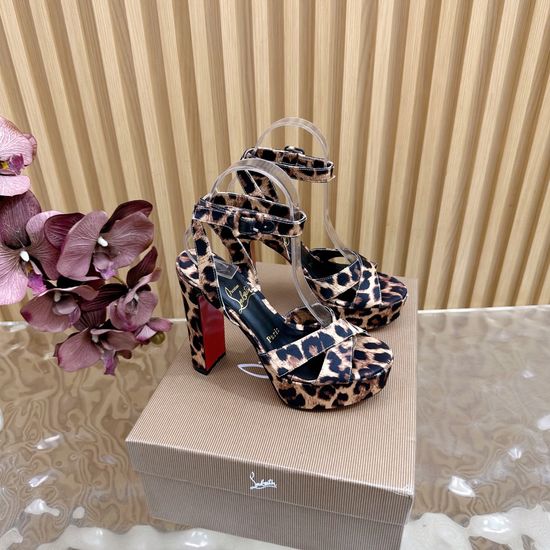 Christian Louboutine Silk Special Material Rose High Heel Dress Sandals