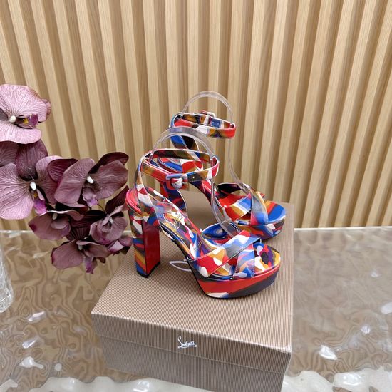 Christian Louboutine Silk Special Material Rose High Heel Dress Sandals