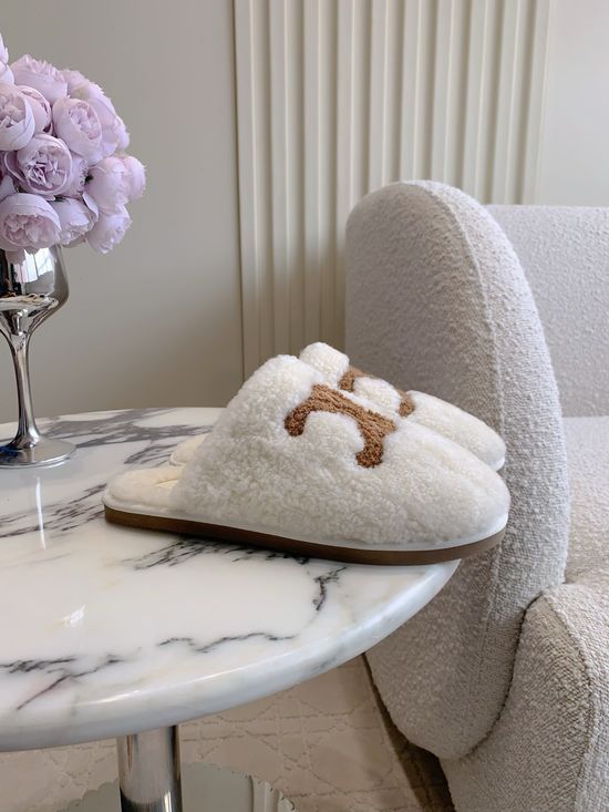Celine Wool Lined Mule Slippers Soft Cozy Fashion