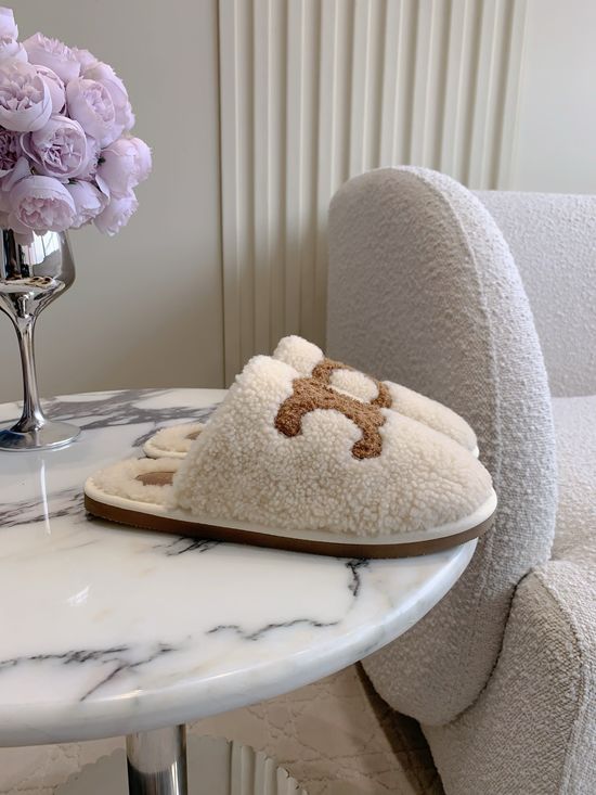 Celine Wool Lined Mule Slippers Soft Cozy Fashion