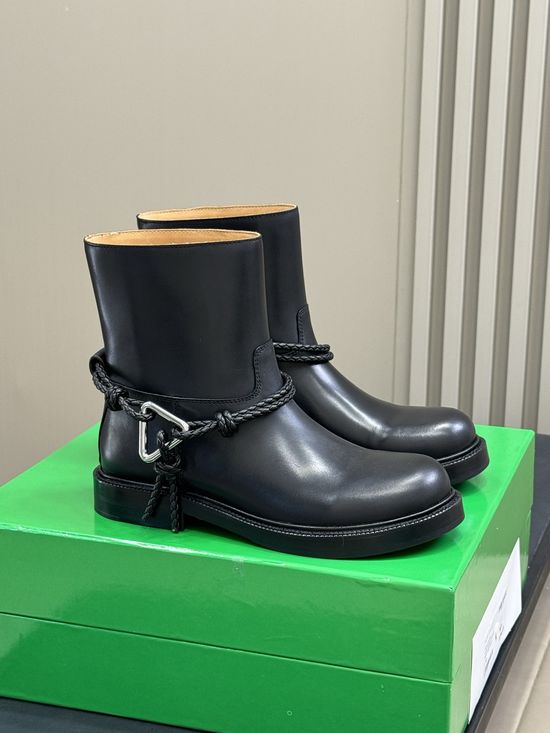 Bottega Veneta Knotted Ankle Boots with Metal Buckle Detail