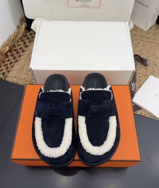 Hermes Retro Suede Warm Shoes with Non-slip Sole