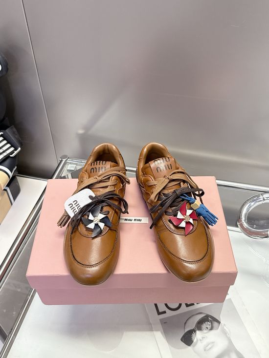 Miu Miu Vintage Genuine Leather Dress Shoes with Metal Buckle