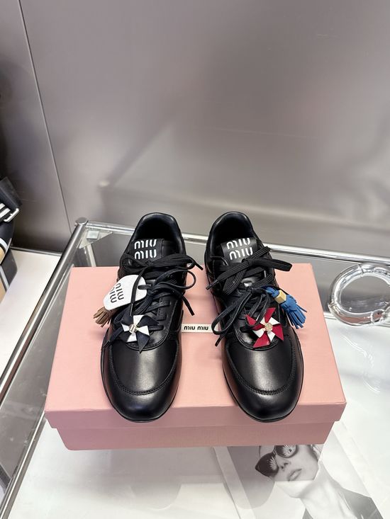 Miu Miu Vintage Genuine Leather Dress Shoes with Metal Buckle