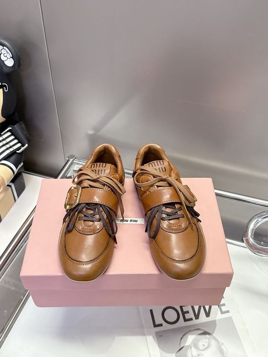 Miu Miu Vintage Genuine Leather Dress Shoes with Metal Buckle