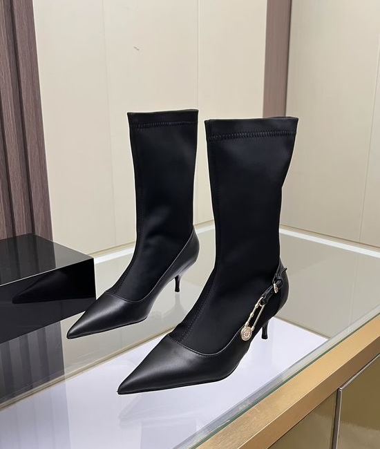 Versace Stretchy Low Heel Slimming Ankle Boots