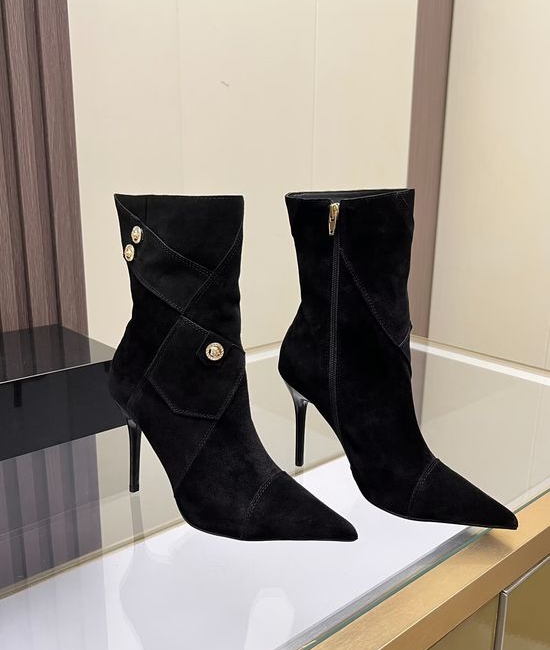 Versace Suede Upper High Heel Ankle Boots