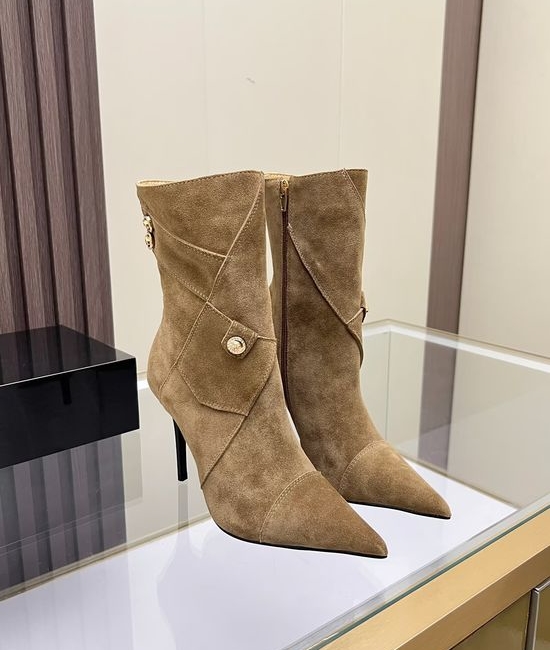 Versace Suede Upper High Heel Ankle Boots