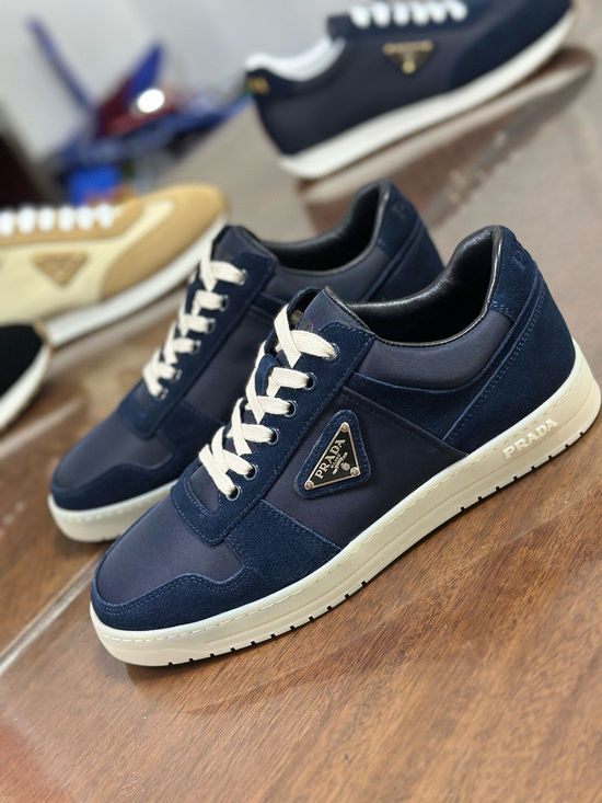 Prada Premium Leather Sneakers with Lightweight Flexible Sole