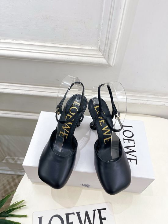Loewe Ankle Strap Soft Leather Ballet Flat Shoes