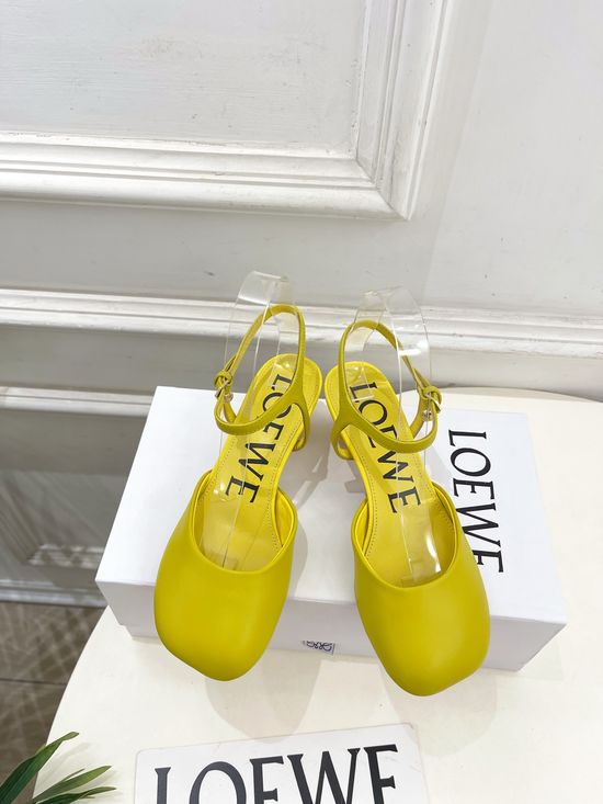Loewe Ankle Strap Soft Leather Ballet Flat Shoes