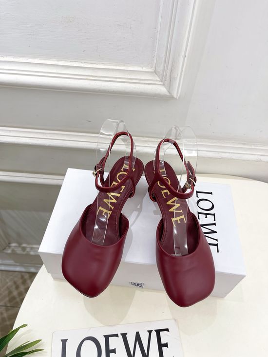 Loewe Ankle Strap Soft Leather Ballet Flat Shoes