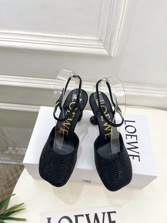 Loewe Rhinestone Decor Ballet Flats Elegant Multi Heel Height Footwear