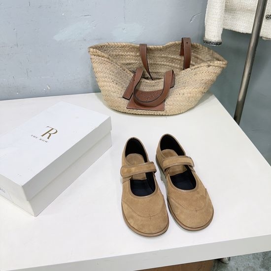 The Row Velcro Buckle Mary Jane Shoes Soft Suede Upper Casual