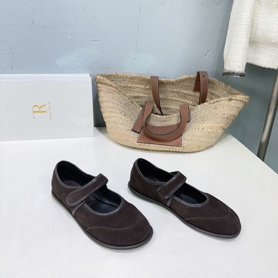 The Row Velcro Buckle Mary Jane Shoes Soft Suede Upper Casual