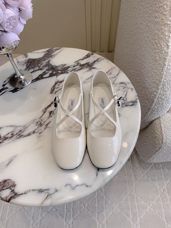 Jimmy Choo Pearl Decorated Mary Jane Leather Shoes
