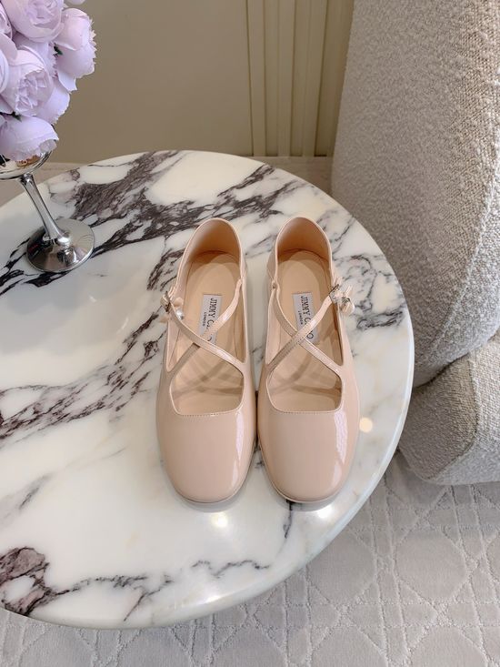 Jimmy Choo Pearl Decorated Mary Jane Leather Shoes