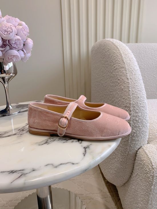 Celine Velvet Mary Jane Flat Shoes Comfortable Elegant