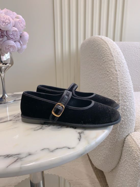 Celine Velvet Mary Jane Flat Shoes Comfortable Elegant