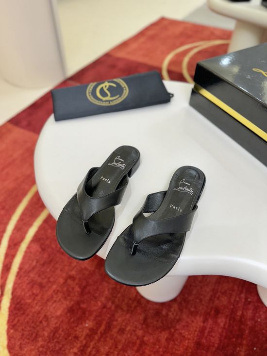 Christian Louboutine Stylish Black Leather Slingback Sandals with Heel