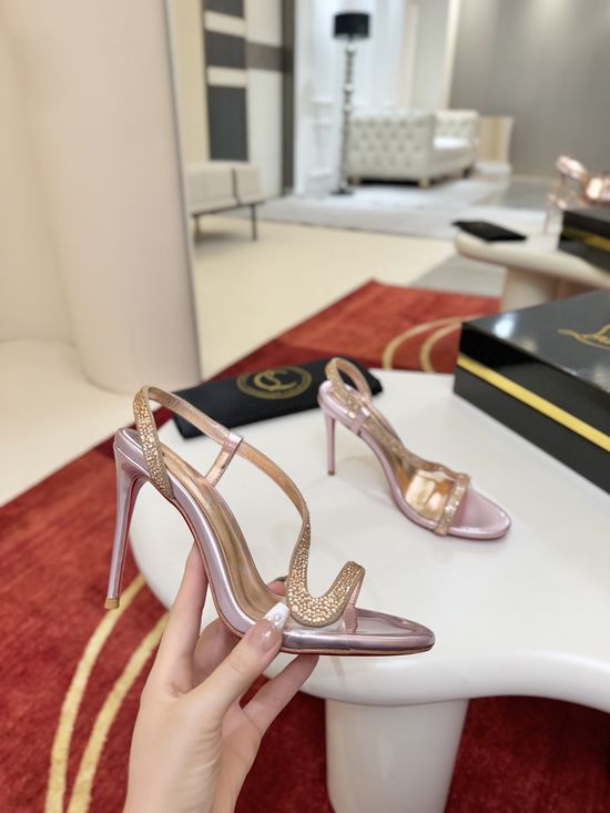 Christian Louboutine Rhinestone Decor Stiletto Sandals Fashion Chic Footwear