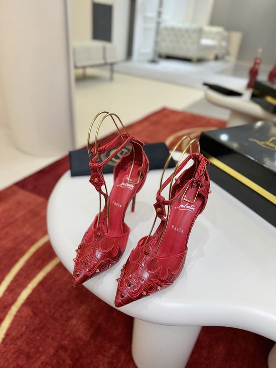 Christian Louboutine Elegant Stiletto Heel Sandals with Textured Upper