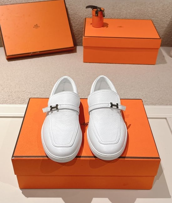 Hermes Retro Suede Leather Loafers With Non-slip Rubber Sole