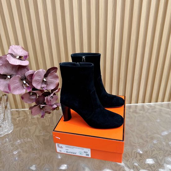 Hermes Minimalist Chunky Heel Slip-On Ankle Boots