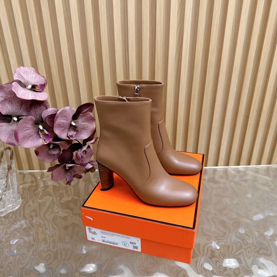 Hermes Minimalist Chunky Heel Slip-On Ankle Boots