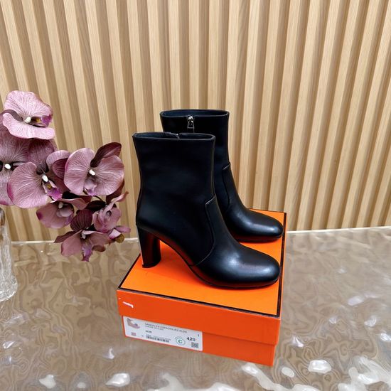 Hermes Minimalist Chunky Heel Slip-On Ankle Boots