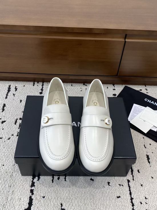 Chanel Classic Buckle Accent Leather Loafers Comfortable Fit