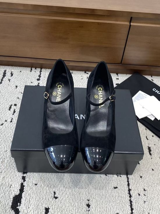 Chanel Elegant Pearl Heel Pumps Premium Suede Upper Soft Lining