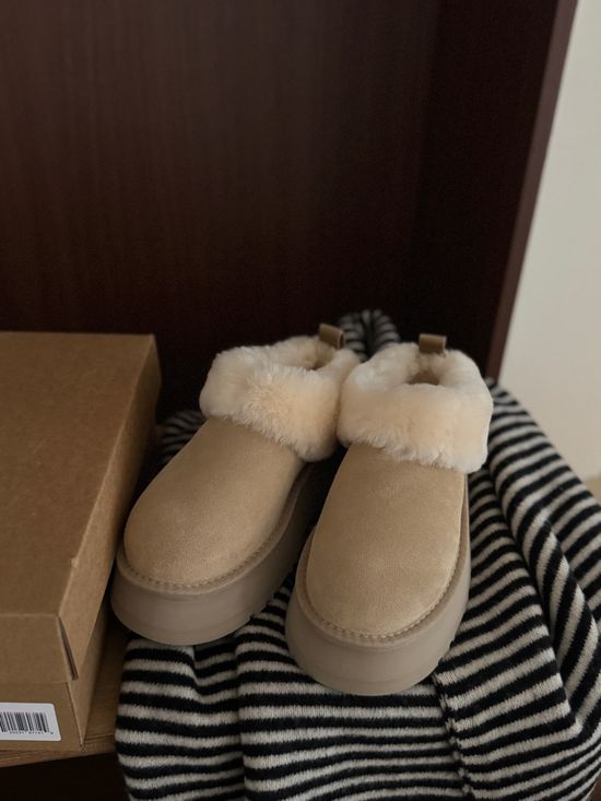UGG Fur Trim Platform Slip On Comfort Casual Shoes