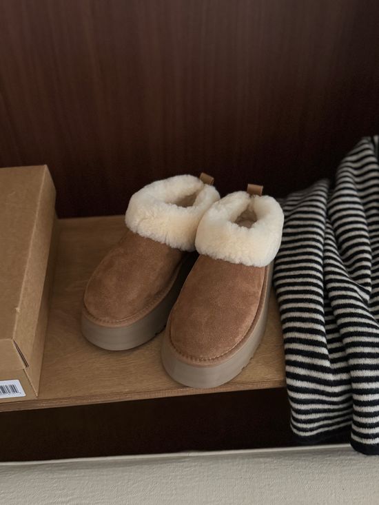 UGG Fur Trim Platform Slip On Comfort Casual Shoes