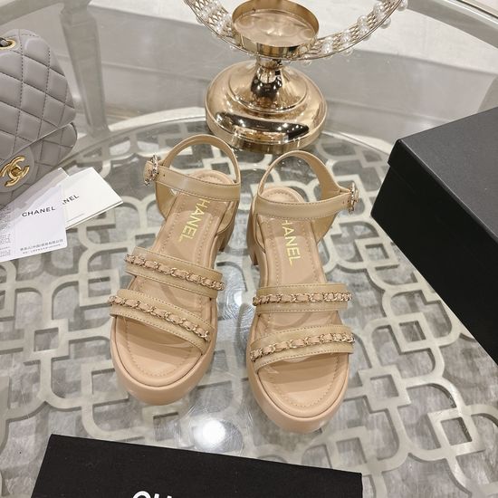 Chanel Premium Lambskin Chain Decor Sandals Soft Sole Daily Wear