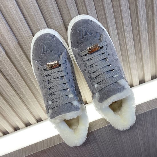 Louis Vuitton LV Printed Cowhide Wool Lined Thick Sole Sneakers