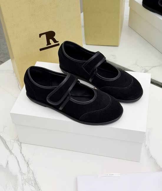 The Row Minimalist Hook And Loop Round Toe Mary Jane Flats