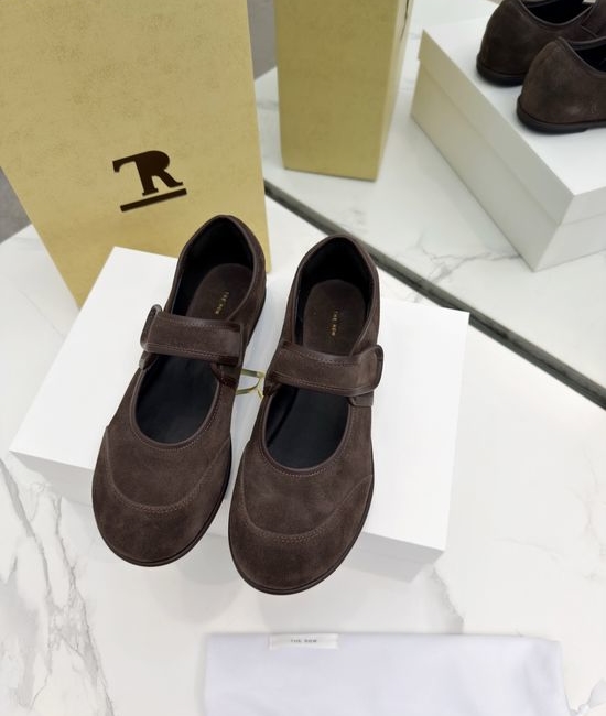 The Row Minimalist Hook And Loop Round Toe Mary Jane Flats