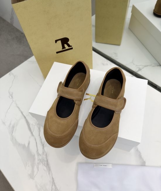 The Row Minimalist Hook And Loop Round Toe Mary Jane Flats