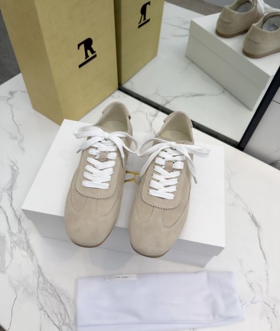 The Row Minimalist Color Block Lace Up Casual Suede Sneakers