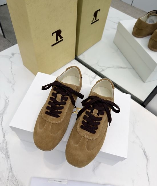 The Row Minimalist Color Block Lace Up Casual Suede Sneakers