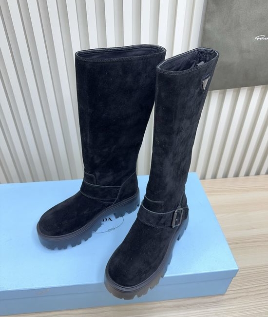 Prada Elegant Comfortable Ankle Boots with Durable Thick Sole