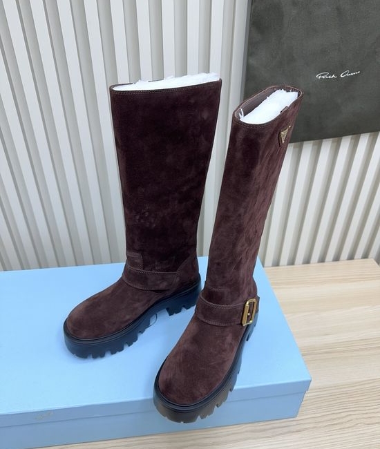 Prada Elegant Comfortable Ankle Boots with Durable Thick Sole